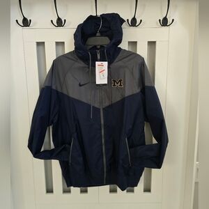 New Nike University Of Michigan Wolverines Windbreaker Jacket Navy Size Medium